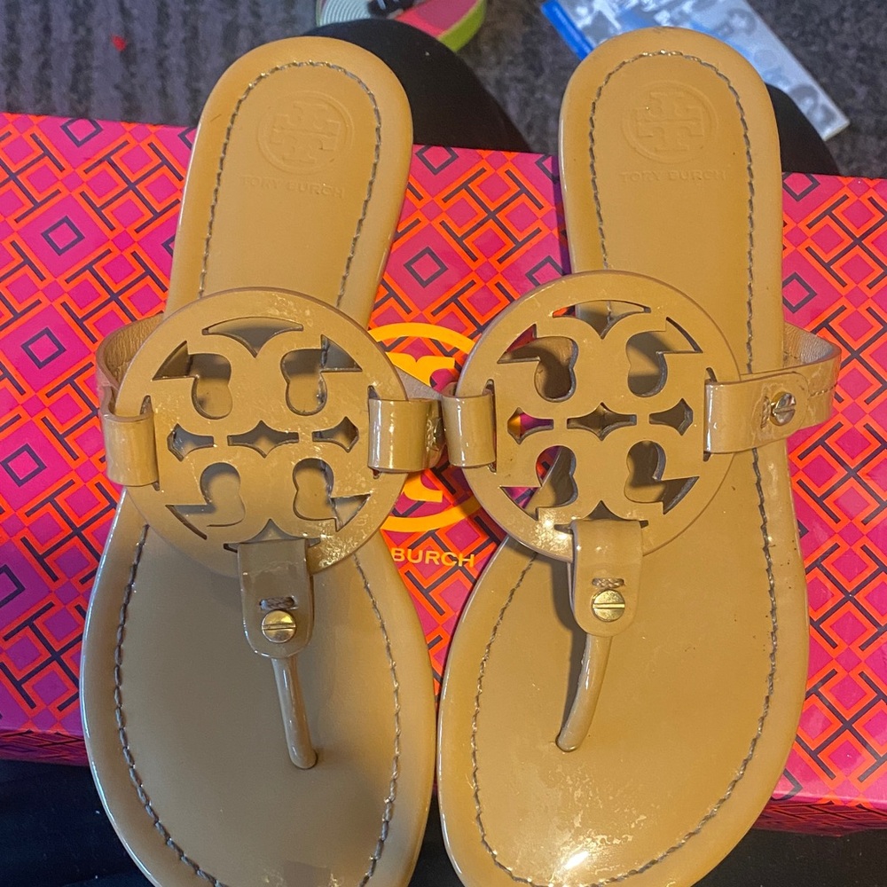 Tory Burch Beige Logo Sandals